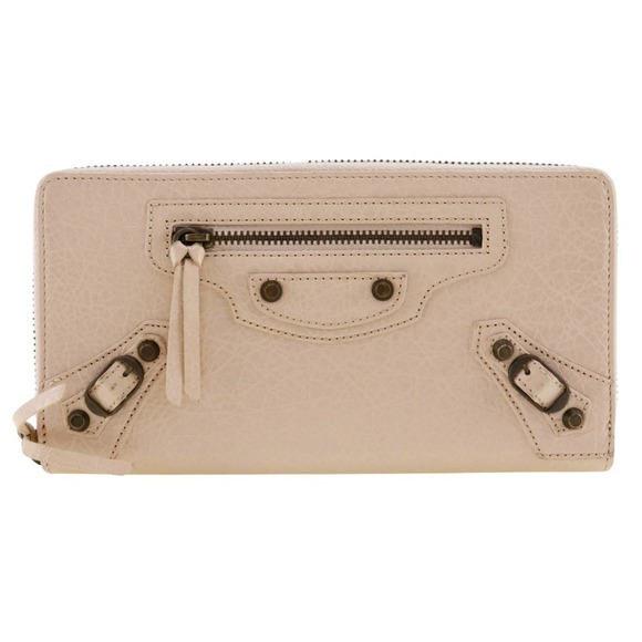 BALENCIAGA Classic Continental Long Wallet 253036 Calf Beige Pink Women's - Picture 1 of 10